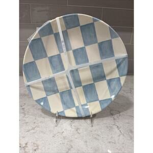 Set 4 LIGHT BABY BLUE CHECKERED 11” Dinner Plate Plates Melamine Checked Check